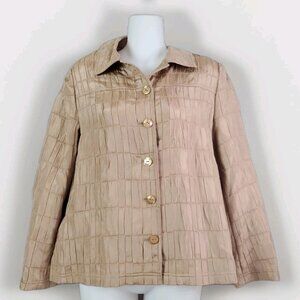 Tan Jay Gold Button Up Jacket Womens 10P Vintage